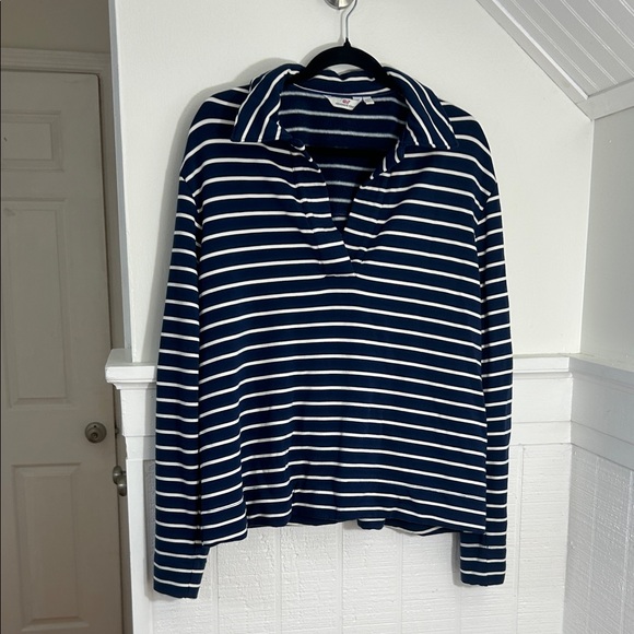 Vineyard Vines Tops - Vineyard Vines Dreamcloth Polo Pullover Navy Stripes in Deep Bay women’s XL